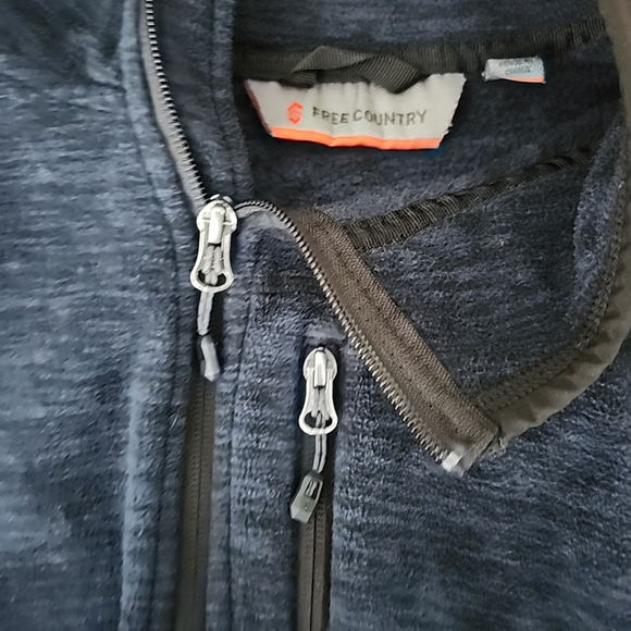 Free Country Blue Black Fleece Jacket Full Zip With Pockets Women's Size Large - Picture 3 of 4
